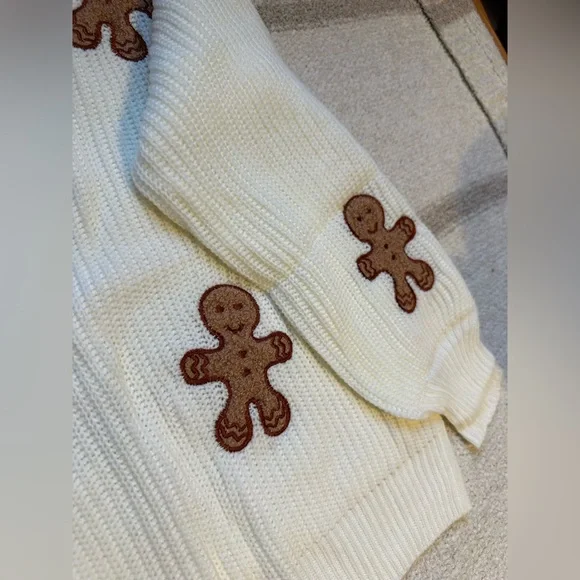 White Sweater with Gingerbread Accents - Picture 8 of 11